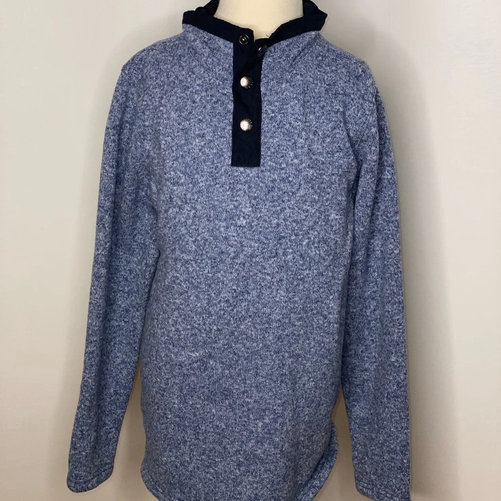 Lands end boys blue 1/4 quarter snap pullover Sz M 10-12
